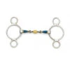 Blue Steel 2-Ring Gag With Loose Brass Roller Disks -For the Horse Store cnt31
